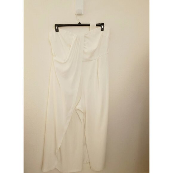 Eloquii White Strapless Drape Front Wide Leg Jumpsuit w/Belt, Straps Size 20 EUC - Picture 3 of 11